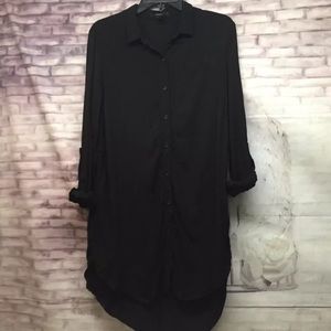 Forever 21 Black Tunic Shirt Dress Button-Front